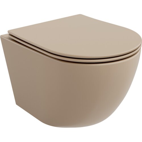 Mexen Lena miska wc Rimless z deską wolnoopadającą slim, duroplast, cappuccino mat - 30224064