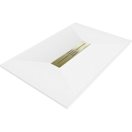 Mexen Toro brodzik prostokątny SMC 100 x 90 cm, biały, maskownica złota - 43109010-G
