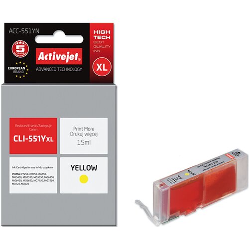 Tusz ACTIVEJET do Canon CLI-551Y Żółty 15 ml ACC-551YN