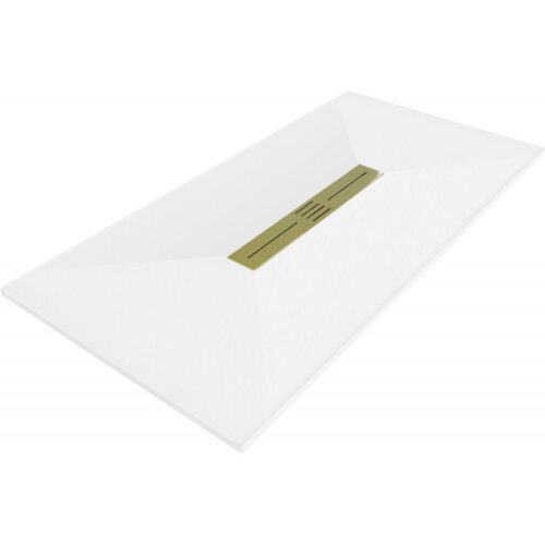 Mexen Toro brodzik prostokątny SMC 200 x 70 cm, biały, maskownica złota - 43107020-G