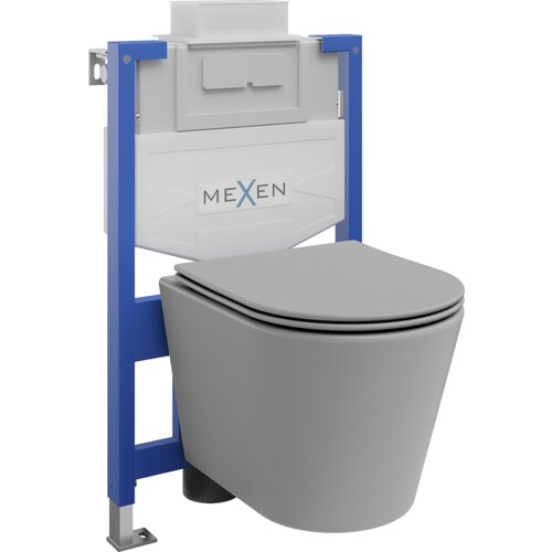 Mexen zestaw podtynkowy WC stelaż Fenix XS-U z miską WC Rico i deską wolnoopadającą, szary jasny mat - 68530724061