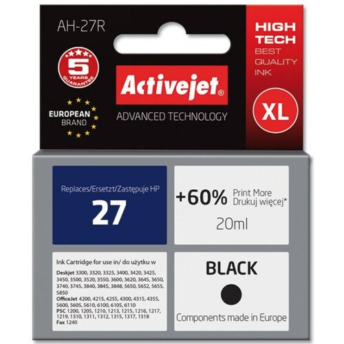 Tusz ACTIVEJET do HP 27 C8727A Czarny 20 ml AH-27R