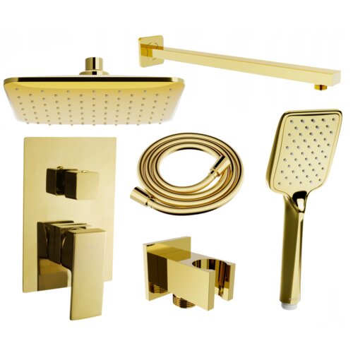 Mexen Uno DR62 zestaw prysznicowy podtynkowy, złoty - 71435DR62-50