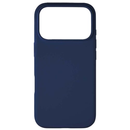 Granatowe etui silikonowe z dużym wycięciem na aparat, przeznaczone do telefonu. Produkt jest gładki, bez widocznych napisów ani logo.