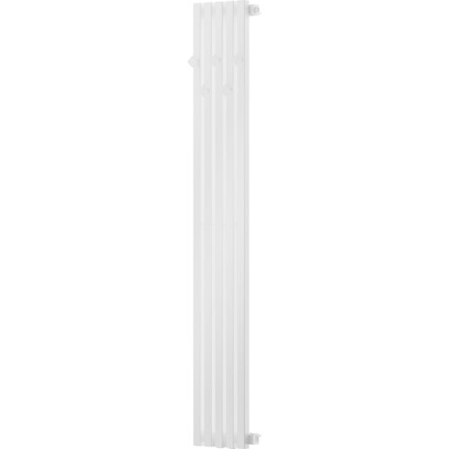 Biały, dekoracyjny grzejnik łazienkowy o wymiarach 1500 x 240 mm, złożony z pionowych, równoległych paneli. Produkt ma moc 450 W i jest oznaczony jako model W127-1500-240-00-20.