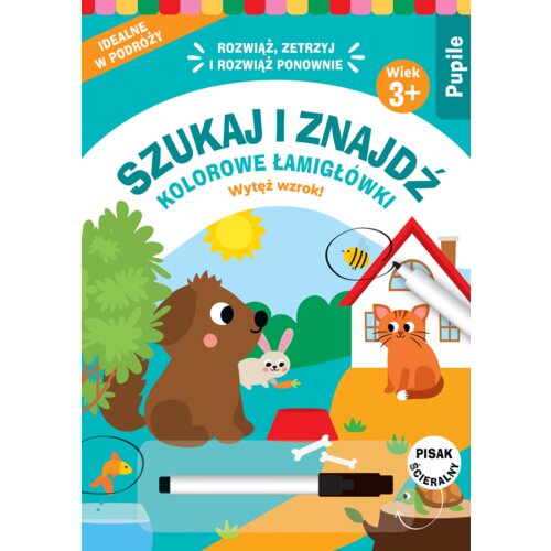 Szukaj i znajdź. Kolorowe łamigłówki. Pupile