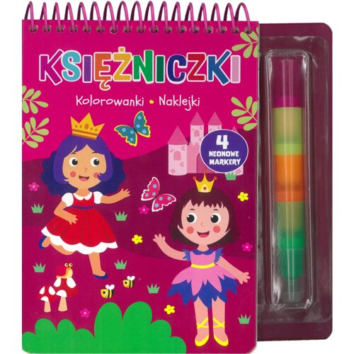 Księżniczki. Kolorowanki, naklejki, 4 neonowe markery