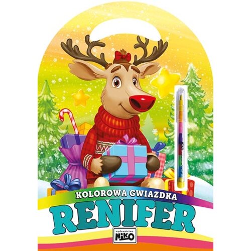 Renifer. Kolorowa gwiazdka