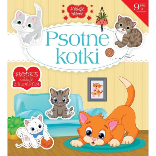 Naklejki iskierki z brokatem.Psotne kotki