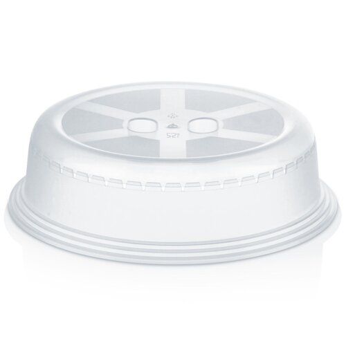 Przezroczysta pokrywka do mikrofali o średnicy 26 cm z widocznymi otworami wentylacyjnymi i oznaczeniem "524" na górze. Pokrywka ma żebrowane krawędzie i jest wykonana z tworzywa sztucznego.