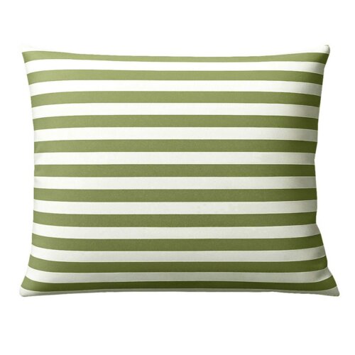 Poduszka w poszewce o wymiarach 70 x 80 cm z wzorem w poziome, zielono-białe paski. Produkt jest opisany jako "Poszewka 70 x 80 Gładka Eusebia Home 15".