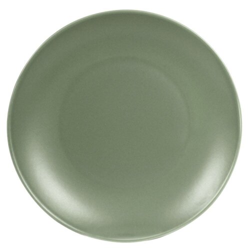 Zielony, ceramiczny talerz deserowy o średnicy 21,5 cm, z gładką powierzchnią i delikatnym połyskiem.