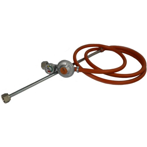 Wąż do gazu LECHAR FPB-DP-200 (Ocynk z długą złączką prostą) (2 m) z reduktorem
