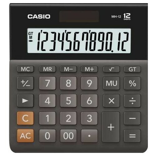 Kalkulator CASIO MH-12BK-S Zasilanie bateryjno-słoneczne, 1 pamięć