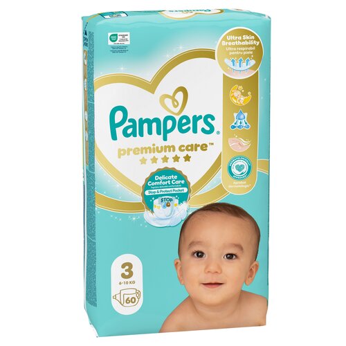 Pieluchy jednorazowe PAMPERS Premium Care 3 Midi 6-10 kg (60 sztuk)