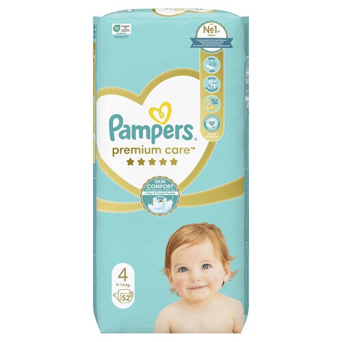 Pieluchy jednorazowe PAMPERS Premium Care 4 Maxi 9 -14 kg (52 sztuki)