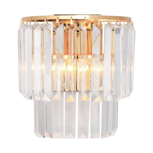 Kinkiet kryształowy w kolorze złotym z elementami glamour, wyposażony w żarówkę E14 o mocy 40W, model AMEDEO Zuma Line.