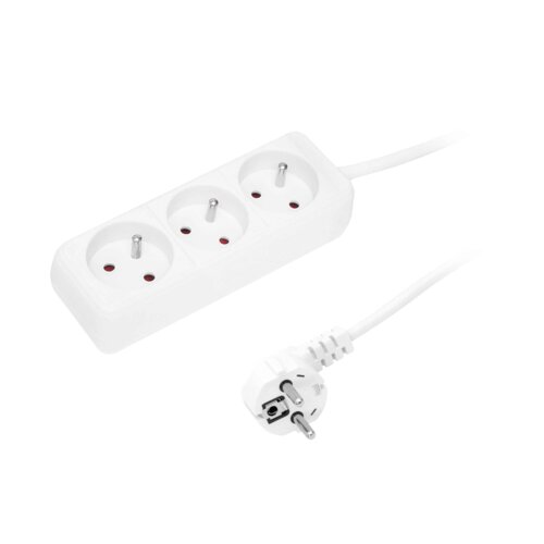 Przedłużacz 3 gniazda 1,5 m uziemienie listwa zasilająca biały mocna