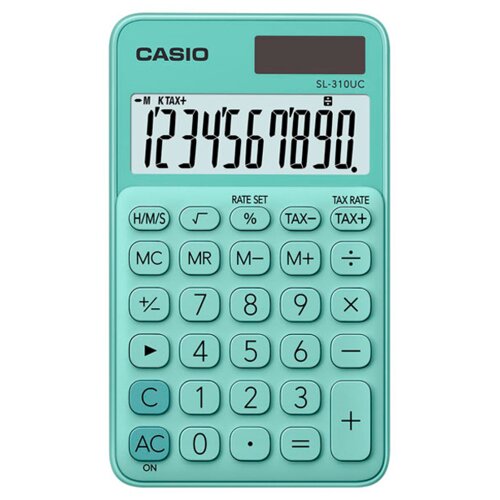 Kalkulator CASIO SL-310UC-GN Zasilanie bateryjno-słoneczne, 4 pamięci Zielony