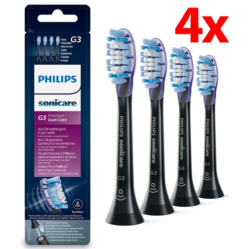 Oryginalne końcówki Philips Sonicare G3 HX9054/33 Miękkie włókna (4 szt. zapas na rok) (Zdrowsze dziąsła)