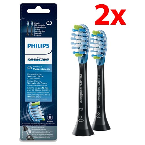 Oryginalne końcówki Philips Sonicare C3 HX9042/33 Średnio miękkie włókna (2 szt.) (Zaawansowane usuwanie płytki bakteryjnej)