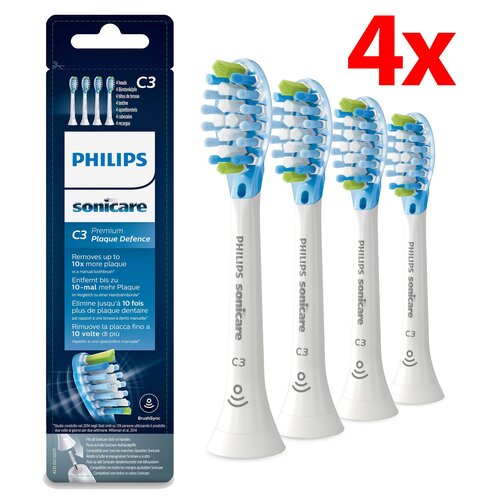 Oryginalne końcówki Philips Sonicare C3 HX9044/17 Średnio miękkie włókna (4 szt. zapas na rok) (Zaawansowane usuwanie płytki bakteryjnej)