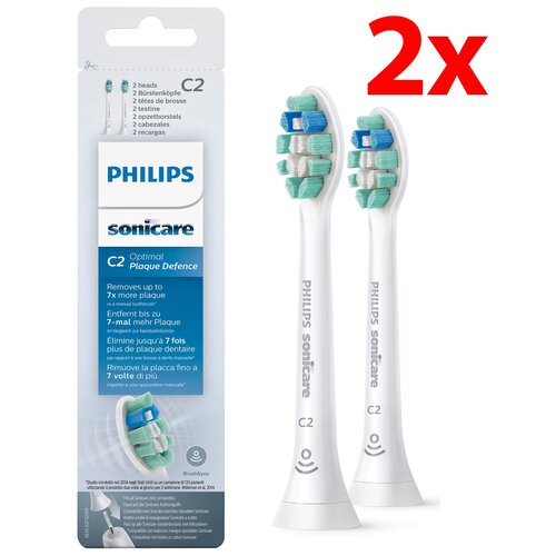 Oryginalne końcówki Philips Sonicare C2 HX 9022/10 Średnio miękkie włókna (2 szt.) (Usuwanie płytki bakteryjnej)