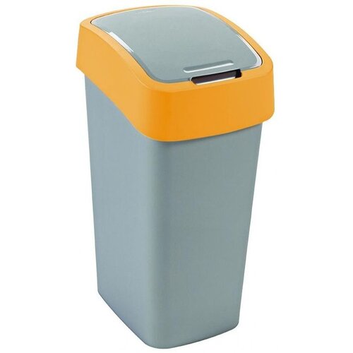 Kosz na śmieci uchylny CURVER Flip Bin szczelna pokrywa, plastik 45L Szaro-pomarańczowy