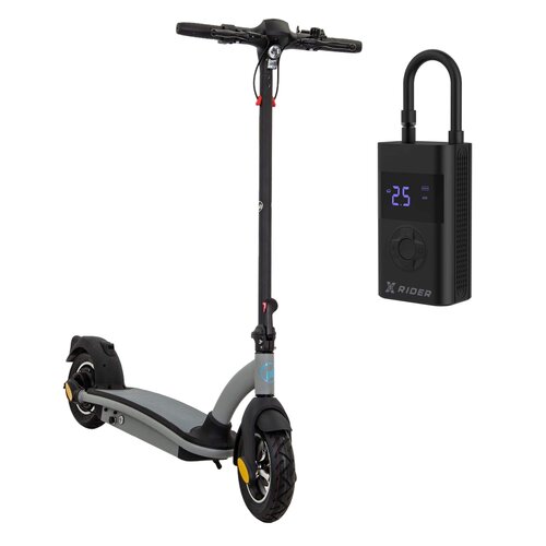 Hulajnoga elektryczna PB DES02 25km 500W 9.4" Czarno-srebrny + Pompka rowerowa XRIDER z funkcją powerbank XR00AP01