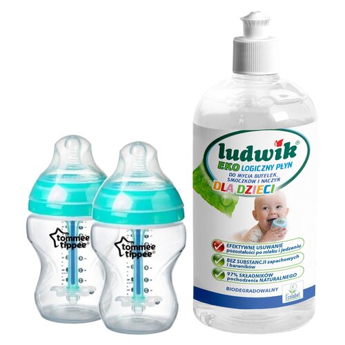 Zestaw butelek TOMMEE TIPPEE TT225252 + Płyn do mycia butelek i smoczków LUDWIK CG1010102ZEKL0121 475 ml