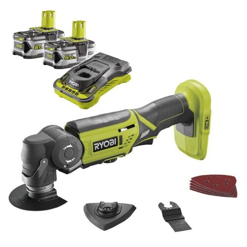 Narzędzie wielofunkcyjne RYOBI R18MT-0 + Akumulator RYOBI RC18150-250 5Ah 18V + Ładowarka