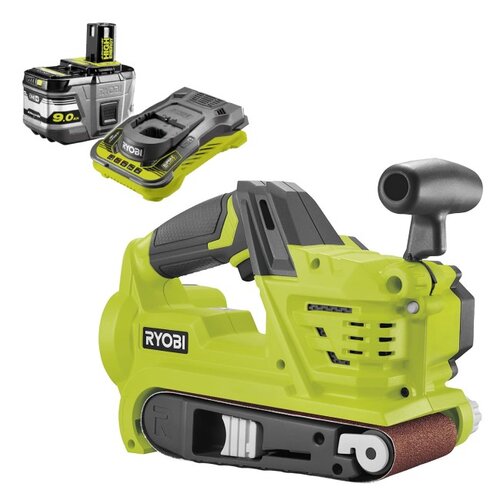 Szlifierka taśmowa RYOBI R18BS-0 + Akumulator RYOBI RC18150-190 9.0Ah 18V + Ładowarka