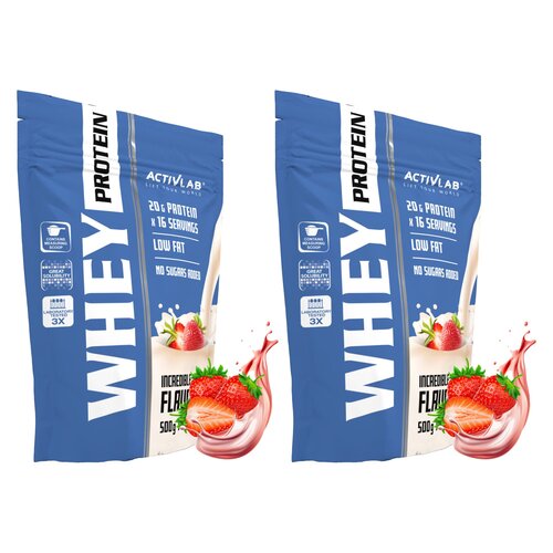 Odżywka białkowa ACTIVLAB Whey Protein WPC 85 Truskawkowy (2 x 500 g) Bez cukru