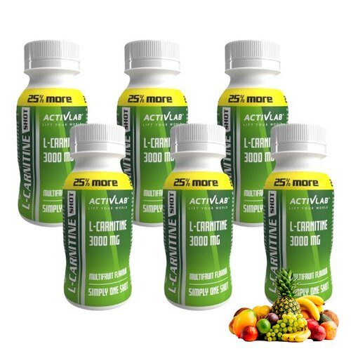 Spalacz tłuszczu ACTIVLAB L-Carnitine Shot Wieloowocowy (6 x 100 ml)