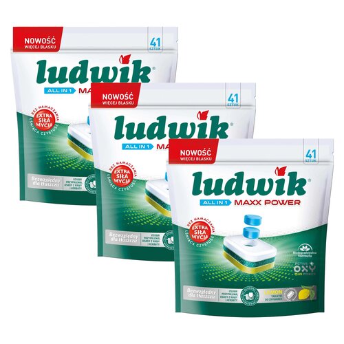 Kapsułki do zmywarki LUDWIK All In One Maxx Power Lemon - 123 szt.