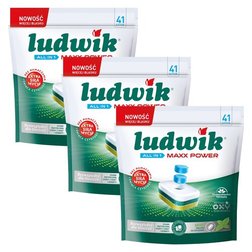 Kapsułki do zmywarki LUDWIK All In One Maxx Power Mint - 123 szt.