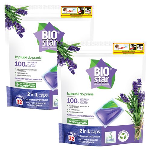 Kapsułki do prania BIOSTAR 2 in 1 Caps - 64 szt.