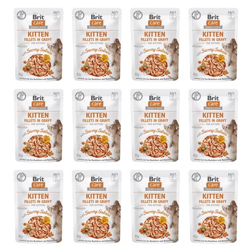 Karma dla kota BRIT  CARE Kitten Fillets in Gravy Savory Salmon  Łosoś 12 x 85 g