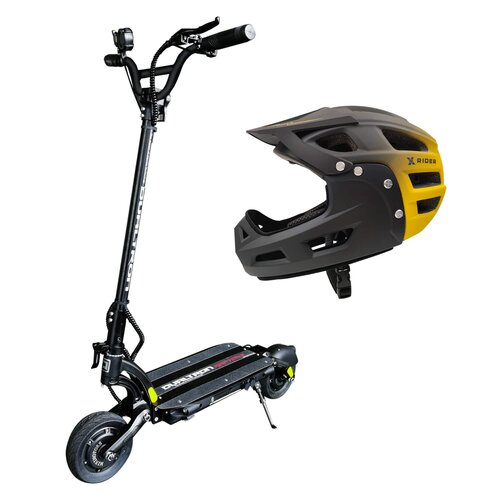 Hulajnoga elektryczna DUALTRON Raptor 2 60km 2x1500W 2 amortyzatory 8" Czarny + Kask rowerowy XRIDER XR00FH01 Czarno-żółty MTB (rozmiar L)