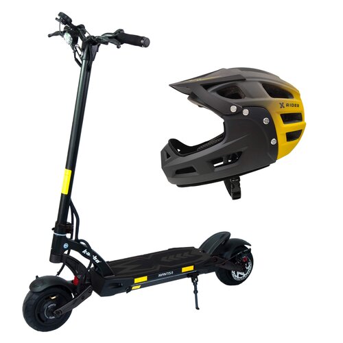 Hulajnoga elektryczna KAABO Mantis 8 Plus 60km 2x800W Amortyzacja 8" Czarny + Kask rowerowy XRIDER XR00FH01 Czarno-żółty MTB (rozmiar L)