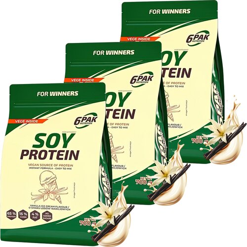 Odżywka białkowa 6PAK Soy protein Lody waniliowe 3 x 700 g Bez laktozy