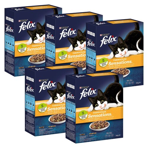 Karma dla kota FELIX Farmhouse Sensations Kurczak z indykiem i warzywami 5 x 1 kg