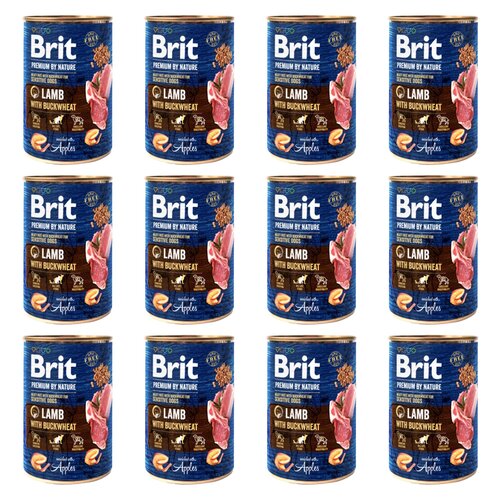 Karma dla psa BRIT Premium By Nature Lamb&Buckwheat Jagnięcina z gryką 12 x 400 g
