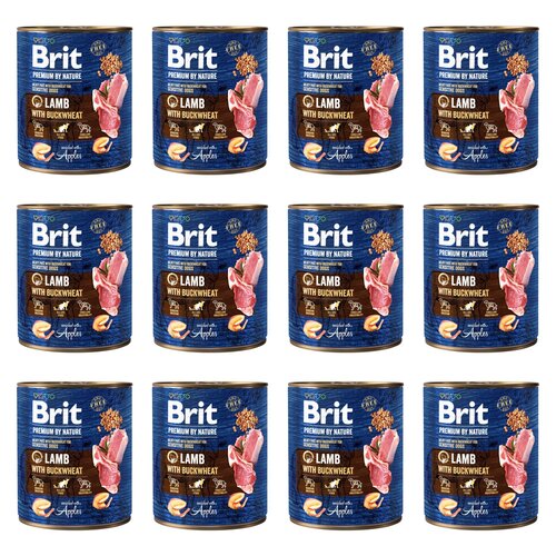 Karma dla psa BRIT Premium By Nature Jagnięcina z kaszą gryczaną 12 x 800 g