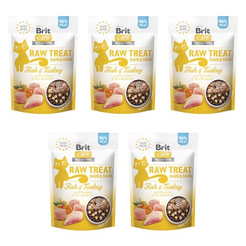 Przysmak dla kota BRIT Raw Treat Cat Hair&Skin Ryba i Indyk 5 x 40 g