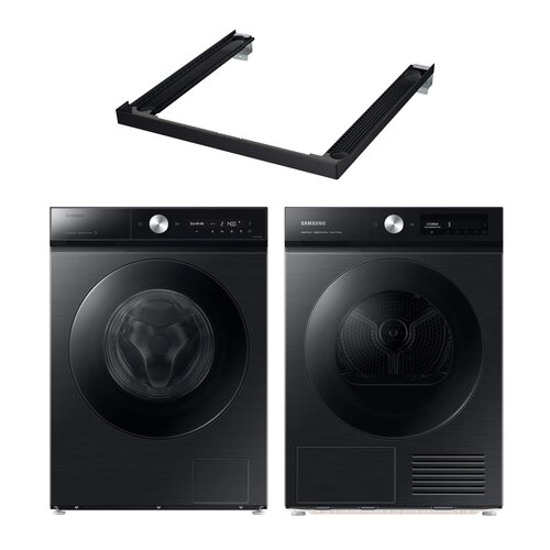 Pralka SAMSUNG BESPOKE AI WW11DB8B95GB QuickDrive 11kg 1400 obr Autodozowanie StayClean + Suszarka SAMSUNG BESPOKE AI DV90BB7445GB + Łącznik SAMSUNG SKK-SSV Czarny