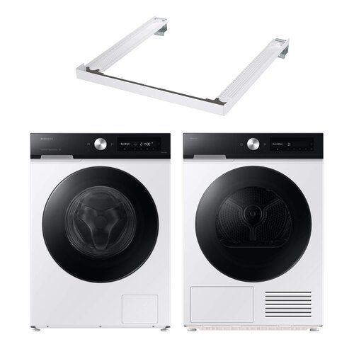 Pralka SAMSUNG BESPOKE AI WW11DB7B94GE EcoBubble 11kg 1400 obr Autodozowanie StayClean + Suszarka SAMSUNG BESPOKE AI DV90DB7845GEU4 z pompą ciepła + Łącznik SAMSUNG SKK-SSW Biały