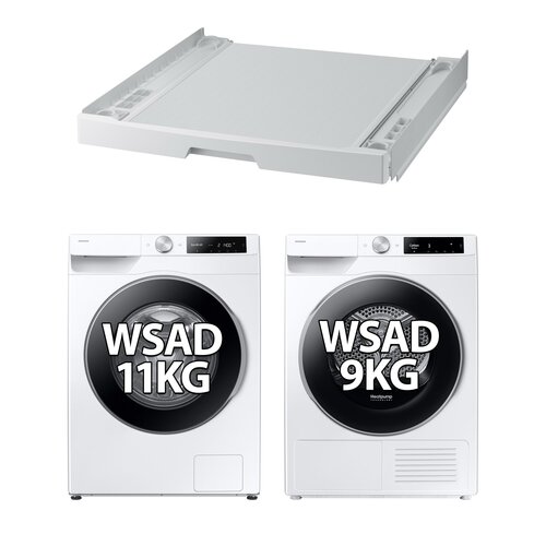 Pralka SAMSUNG WW11DG6B25LEU4 AI Energy EcoBubble A SpaceMax 11kg 1400 obr + Suszarka SAMSUNG DV90T6240LE Optimal Dry AI Control + Łącznik SAMSUNG SKK-UDW