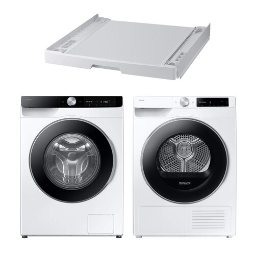 Pralka SAMSUNG WW11DG6B85LKU4 AI Energy EcoBubble 11kg 1400 obr Autodozowanie + Suszarka SAMSUNG AI DV90DG6845LEU4 z pompą ciepła + Łącznik SAMSUNG SKK-UDW