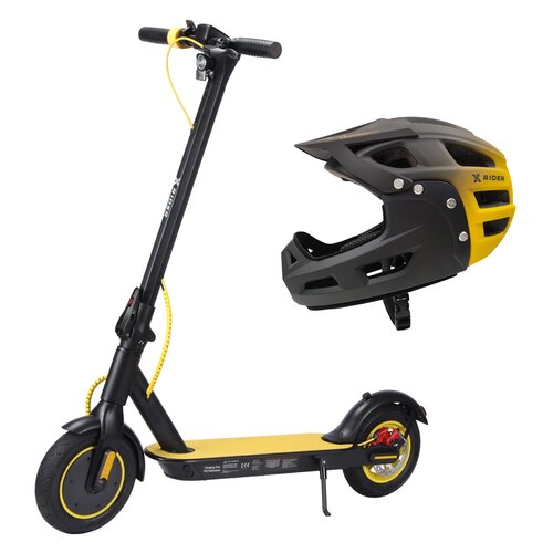 Hulajnoga elektryczna XRIDER M10 LIGHT+ 40km 350W 10" Czarny + Kask rowerowy XRIDER XR00KFH01 Czarno-żółty MTB (rozmiar S)